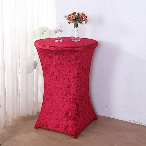 BalsaCircle Red Round Fitted Cocktail Table Cover Crushed Velvet Tablecloth Party Events Decorations Supplies