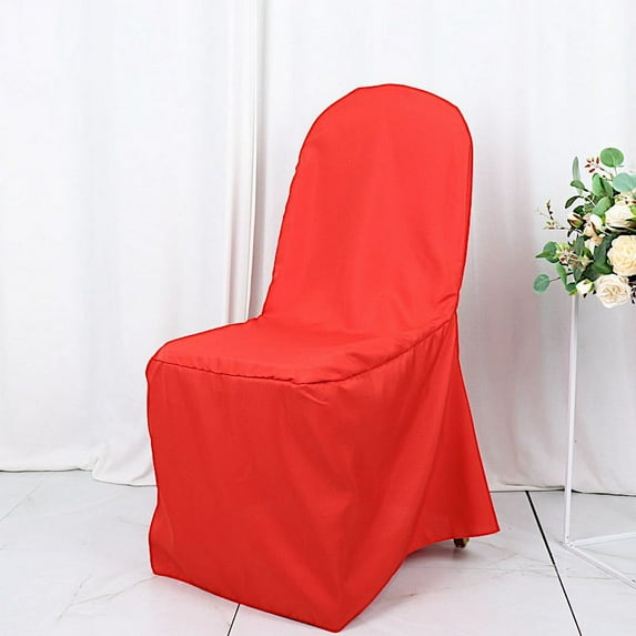 BalsaCircle Red Solid Polyester Banquet Chair Covers Slipcovers Party Linens