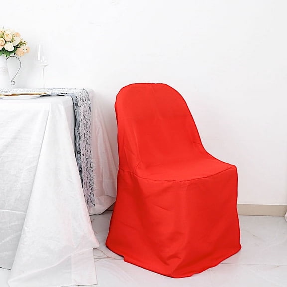 BalsaCircle Red Solid Polyester Folding Flat Chair Cover Slipcover Party Wedding