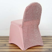 BalsaCircle Rose Gold Solid Metallic Spandex Stretchable Banquet Chair Covers Slipcovers