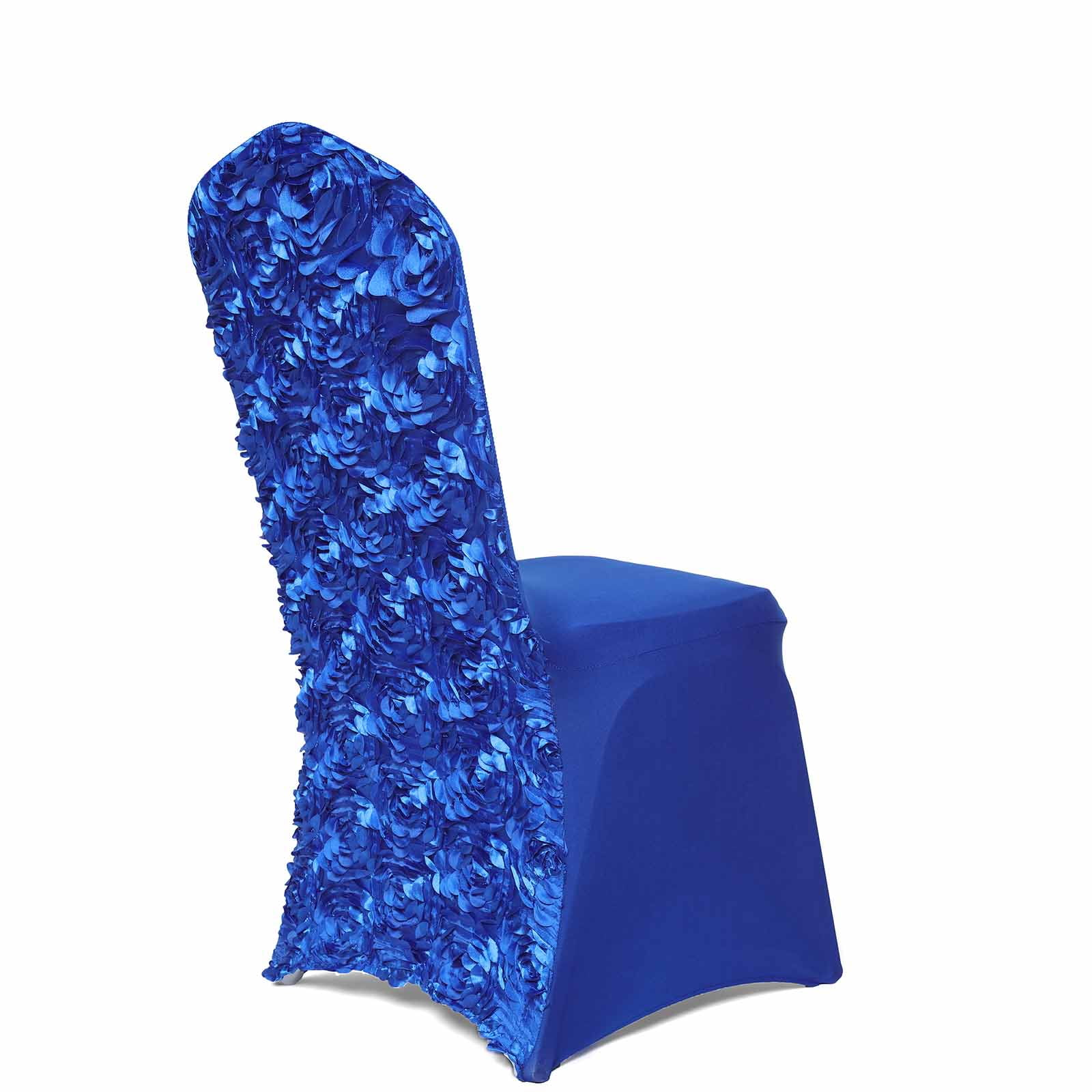BalsaCircle Royal Blue Satin Raised Roses Spandex Stretchable Banquet ...