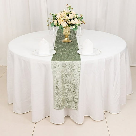 BalsaCircle Sage Green 12x108 in Premium Crushed Velvet Table Runner Party Events Tableware Decorations