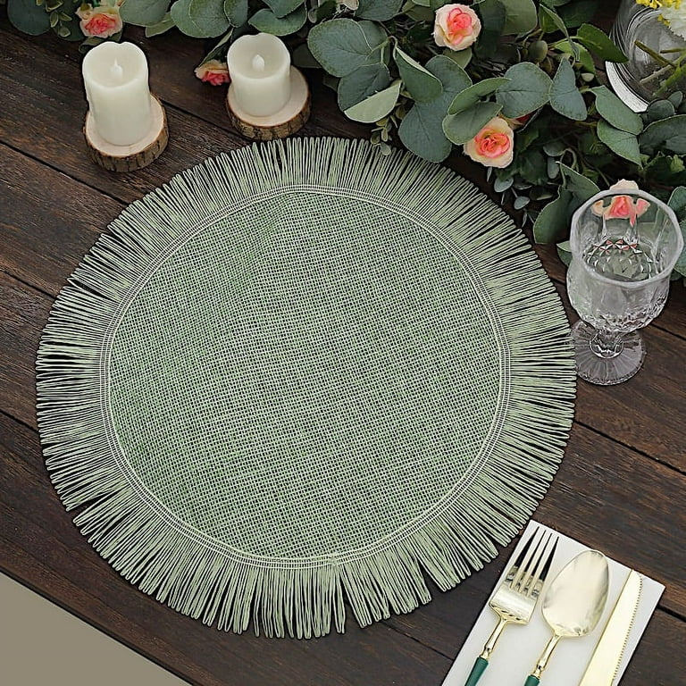 Sage Green Rustic Faux Jute Dinner Napkins