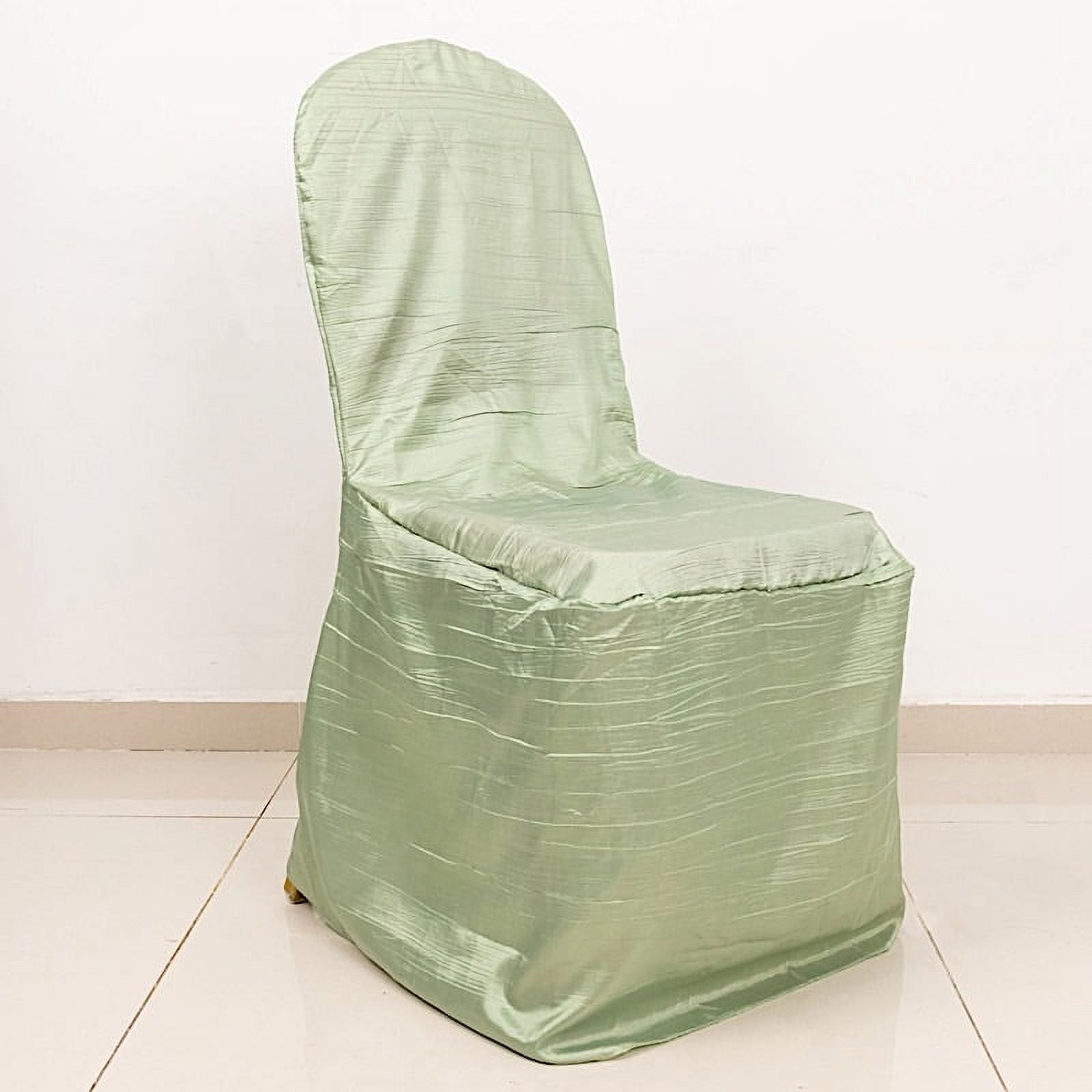 BalsaCircle Sage Green Crushed Crinkle Taffeta Stretchable Banquet Chair Cover Party Events Home ...