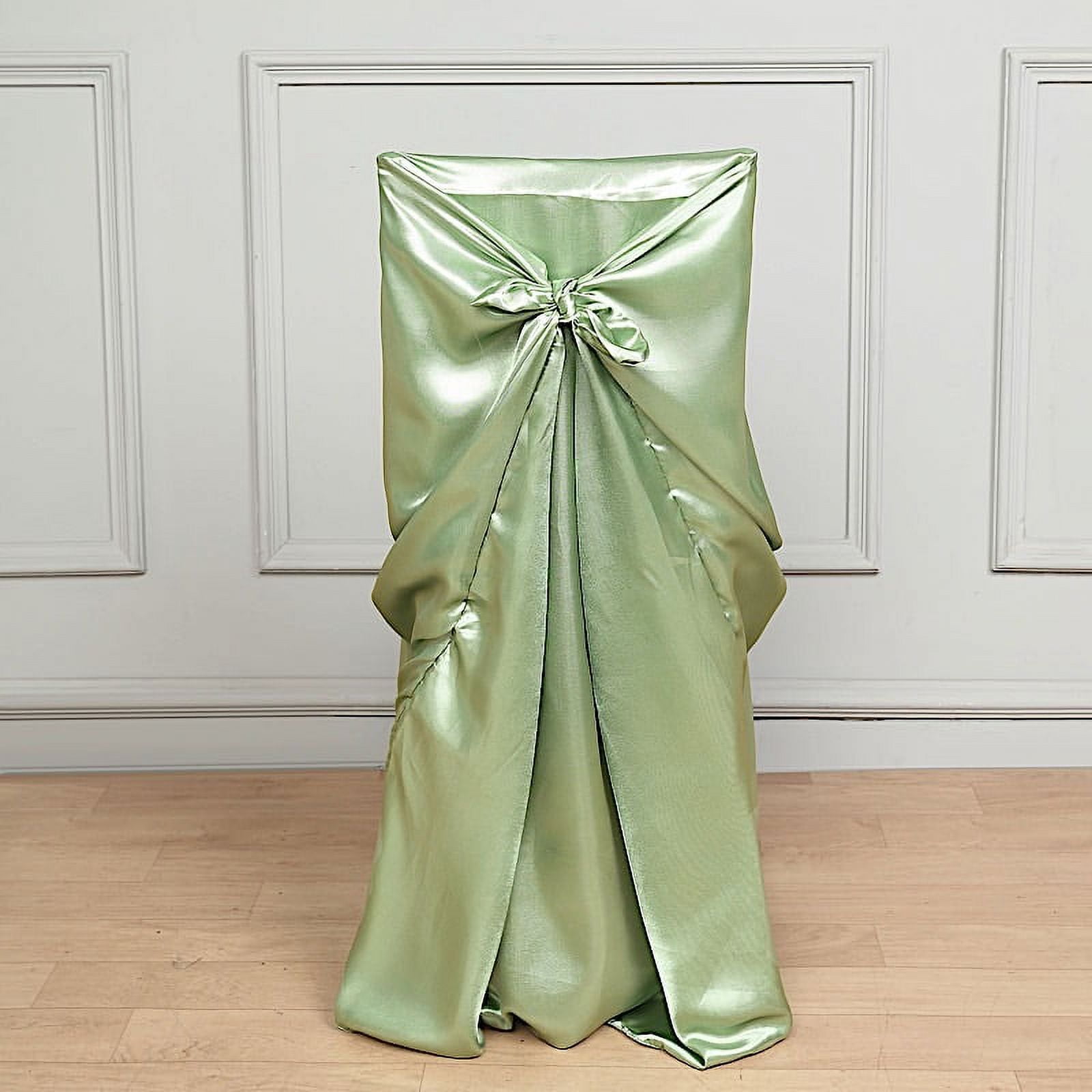 BalsaCircle Sage Green Universal Solid Satin Chair Covers Slipcovers Wedding Decorations