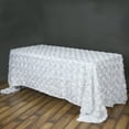 thumbnail image 1 of BalsaCircle Satin 90" x 132" Raised Rectangle Tablecloth Rosette Floral Dinner Kitchen White, 1 of 3