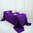 thumbnail image 1 of BalsaCircle Satin 90" x 132" Raised Rectangle Tablecloth Rosette Floral Purple, 1 of 8