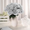 thumbnail image 1 of Balsa Circle Silver 12" Artificial Velvet Roses Flowers Arrangement Wedding Bouquet, 1 of 8