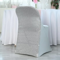 BalsaCircle Silver Solid Spandex Stretch Metallic Folding Chair Covers Slipcovers
