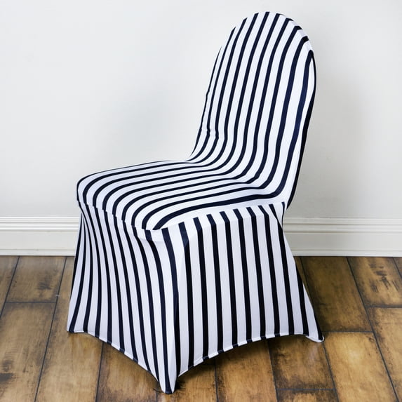 BalsaCircle Striped Spandex Stretchable Chair Cover Black White Stripes