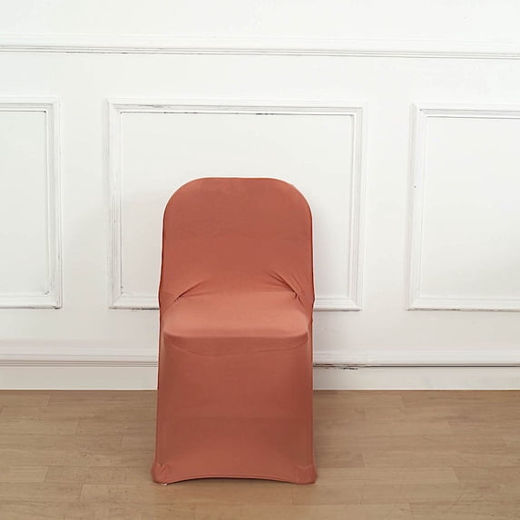BalsaCircle Terracotta Spandex Stretchable Folding Solid Chair Covers Slipcovers Wedding decorations