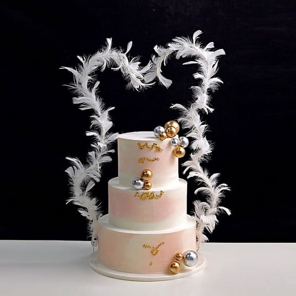 BalsaCircle Warm White Real Feathers Adjustable Cake Topper LED Lights Wedding Party Decorations