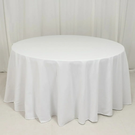 Balsa Circle White 120" Cotton Blend Round Tablecloth Fabric Dining Table Cover Party Wedding Reception Birthday Catering Event Decorations