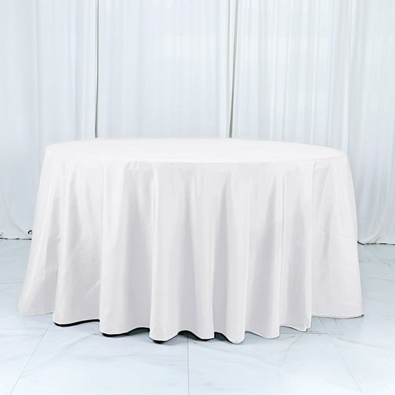 BalsaCircle White 132" Cotton Blend Round Tablecloth Fabric Dining Table Cover Party Wedding Reception Birthday Catering Event Decorations