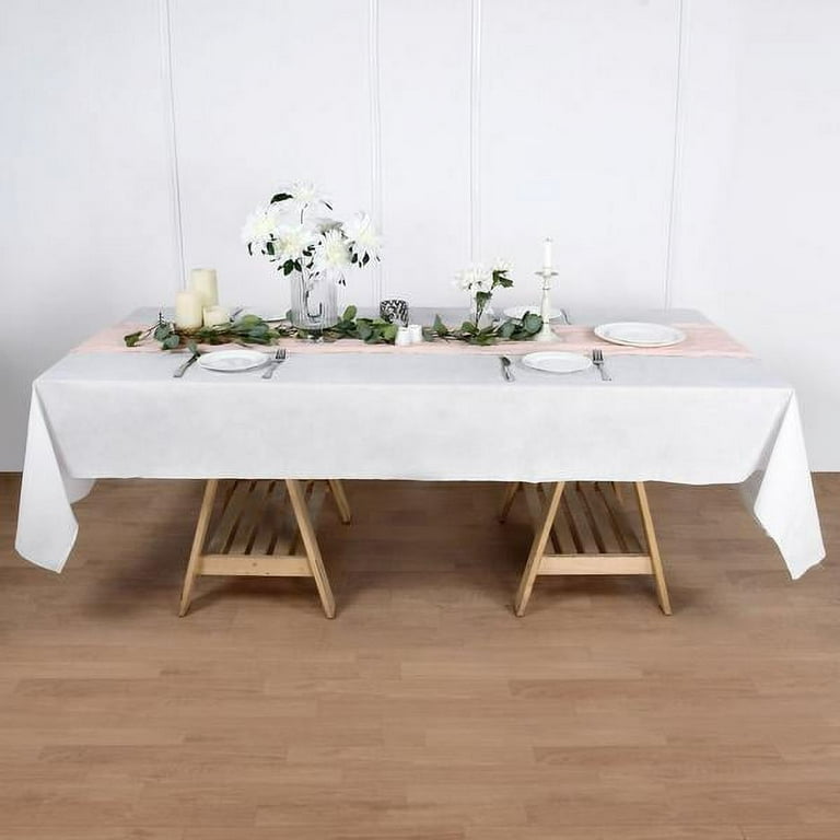 White 50X108 in Disposable Airlaid Paper Rectangle Tablecloth