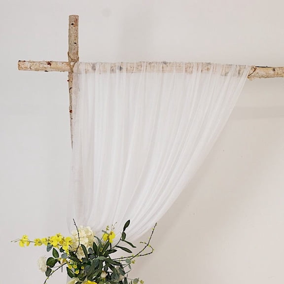 BalsaCircle White 5x14 feet Sheer Curtain Backdrop Wedding Drapery Panel Party Wedding Reception Home Events Decorations Supplies
