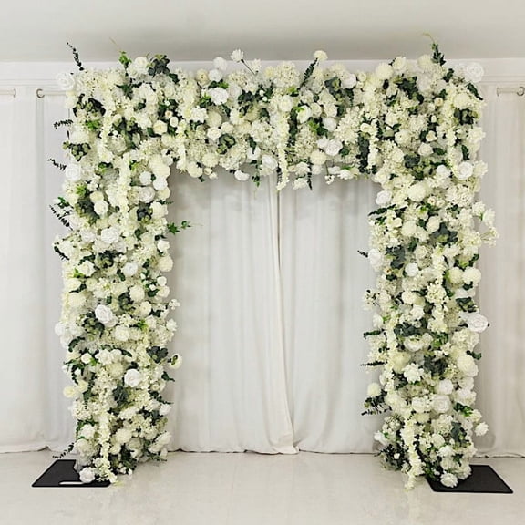 Balsa Circle White 8x8 feet Roll Up Silk Artificial Flower Backdrop for Arch Stand Party Photo Background Wedding Reception Event Decorations