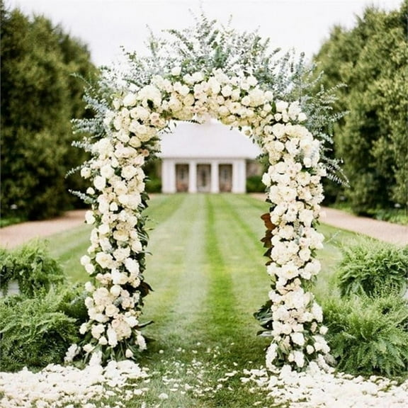 BalsaCircle White 90" x 55" Decorative Metal Wedding Arch - Ceremony Outdoor Indoor Bridal Party Photo Booth Decorations