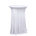 thumbnail image 1 of Balsa Circle White Cocktail Table Cover Natural Wavy Drapes Spandex Tablecloth Reception, 1 of 8