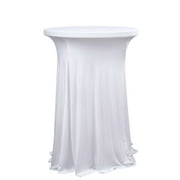 Balsa Circle White Cocktail Table Cover Natural Wavy Drapes Spandex Tablecloth Reception