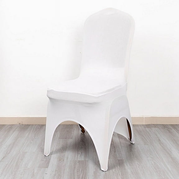 BalsaCircle White Fitted Spandex 3-Way Open Arch Stretchable Banquet Chair Cover Party Events Decorations Supplies