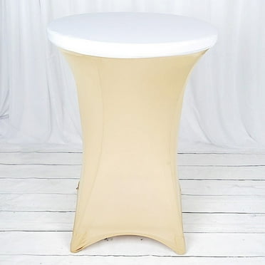 BalsaCircle White Fitted Spandex Cocktail Table Top Stretch Cover Catering Table Linens