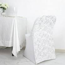 Balsa Circle White Satin Rosette Back Spandex Stretchable Fitted Folding Chair Cover Party Events Decorations
