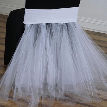 BalsaCircle White Stretchable Spandex Tulle Tutu Chair Sash Slipcovers Wedding Decoration