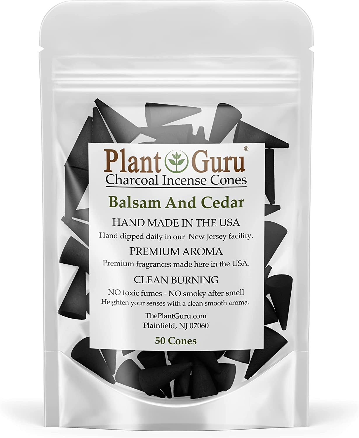 Balsam And Cedar Charcoal Incense Cones 1" TOPFLOW 50 Pack Natural