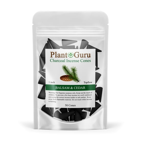 Balsam And Cedar Charcoal Incense Cones 1" TOPFLOW - 50 Pack - Natural Scented Cones Handmade Hand Dipped