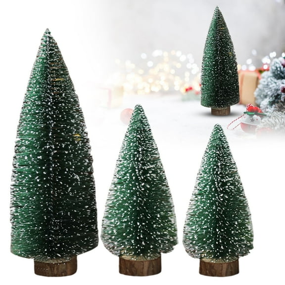 Balsam Hill Christmas Trees,Mini Artificial Xmas Tree For Christmas Decoration Christmas Tree Miniature Table Decor Tree With Wooden Base Bottle Brush Tree For Home Christmas Decor Diy (1.96*3.93 In)