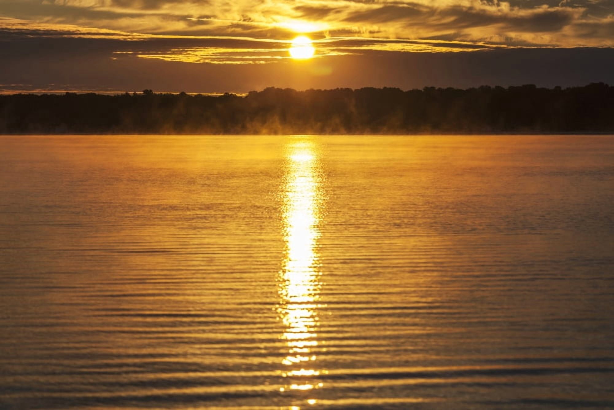 Balsam Lake at sunrise Ontario Canada Canvas Art - Vast Photography Design Pics (18 x 12)