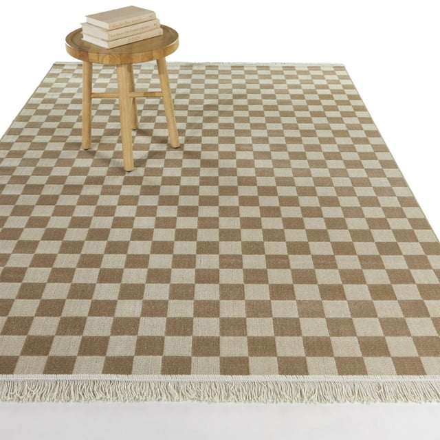 Balta Adelaide Recycled Checkered Area Rug 5'3" x 7' - Tan