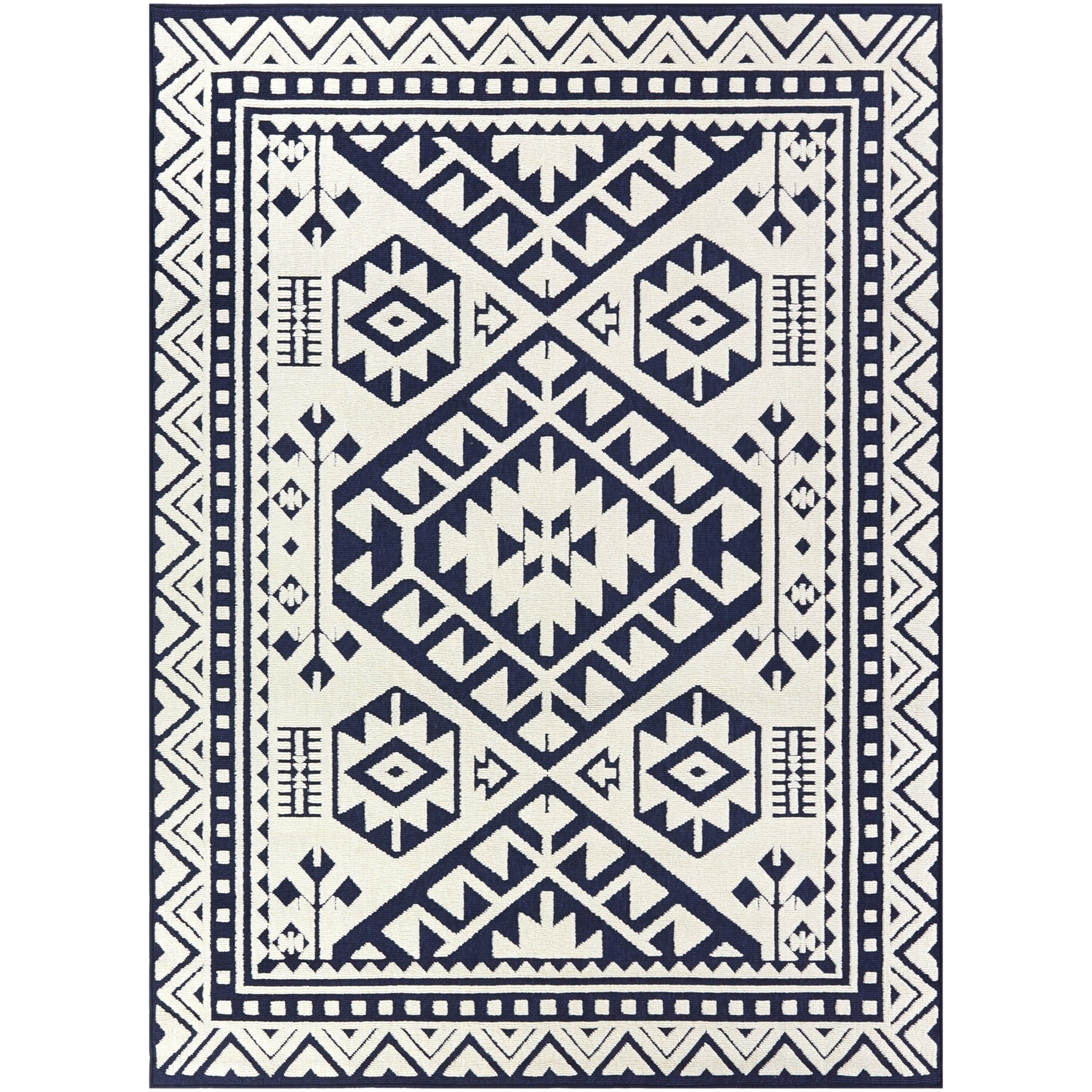 Balta Alessi Global Geometric Indoor/Outdoor Area Rug Blue 5'3