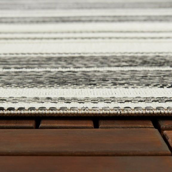 Balta Alexie Coastal Stripes Indoor/ Outdoor Area Rug Grey 7'10" x 10' 8' x 10' Taupe, Ivory, Cream