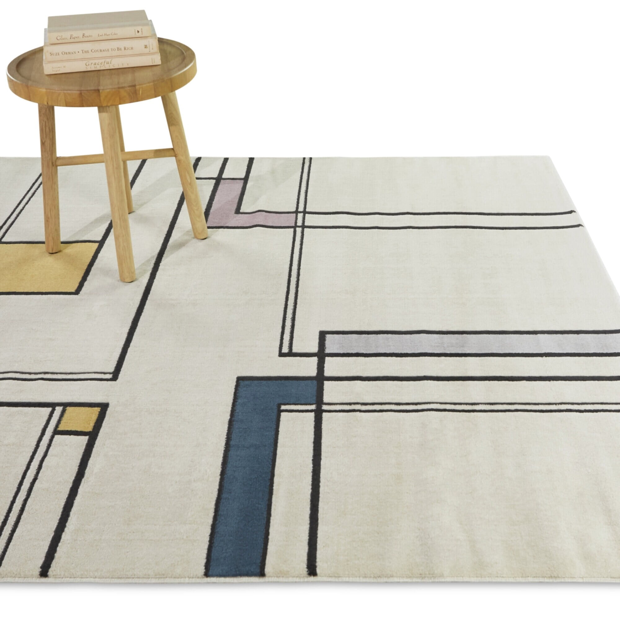 Multicolor Geometric Pattern Rectangular Synthetic Area Rug