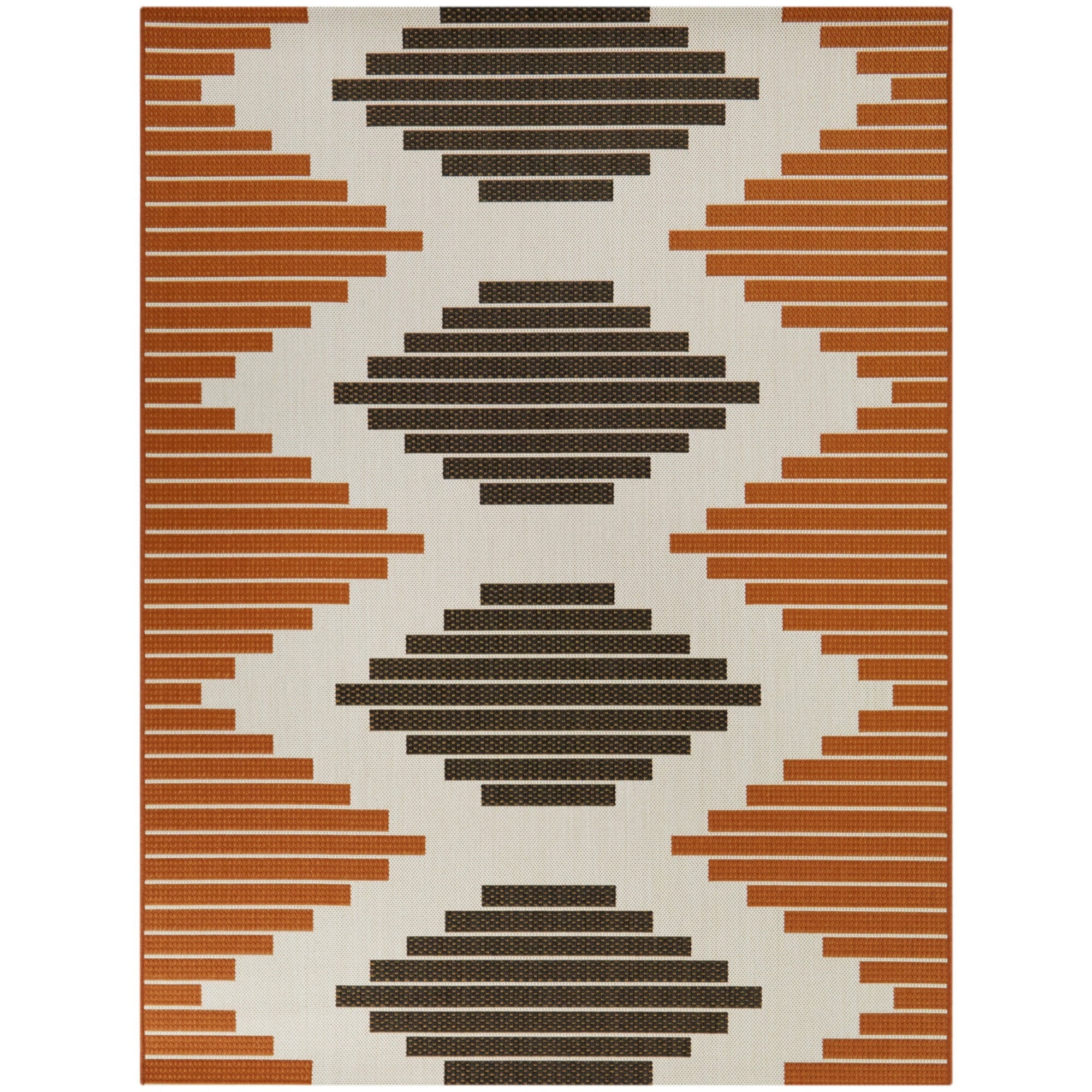 Barone Orange and Black Braided Synthetic Indoor/Outdoor Area Rug