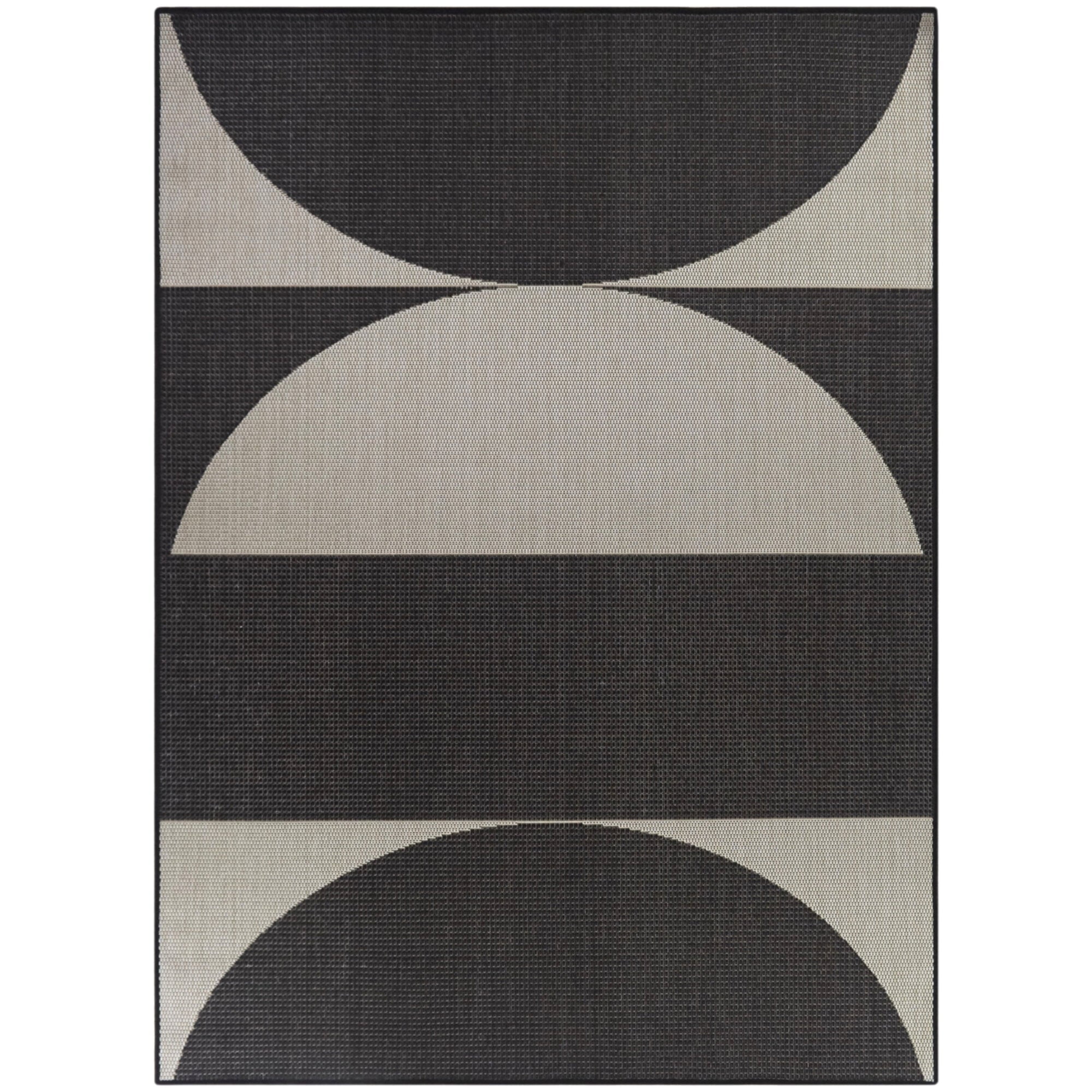 Charcoal and Beige Geometric Flatwoven Synthetic Area Rug 5'3" x 7'