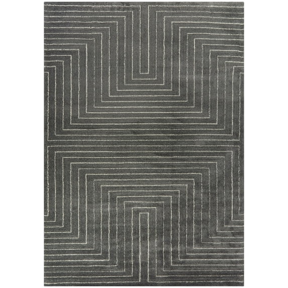 Balta Carmody Modern Geometric Art Deco Area Rug Charcoal 5'3" x 7' 5' x 8', 8' Runner Silver, Cream, Grey