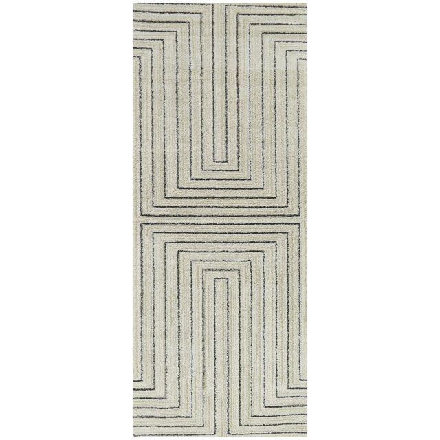Balta Carmody Modern Geometric Art Deco Area Rug Cream 2'7" x 7' Runner
