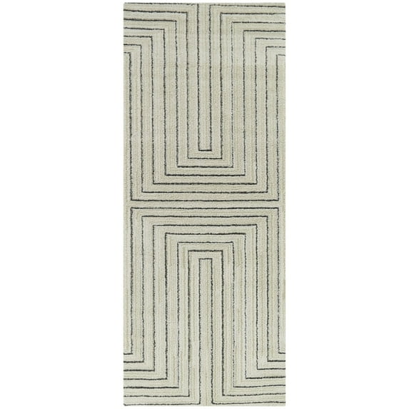 Balta Carmody Modern Geometric Art Deco Area Rug Cream 2'7" x 7' Runner 6' Runner, 8' Runner Beige, Black, Grey