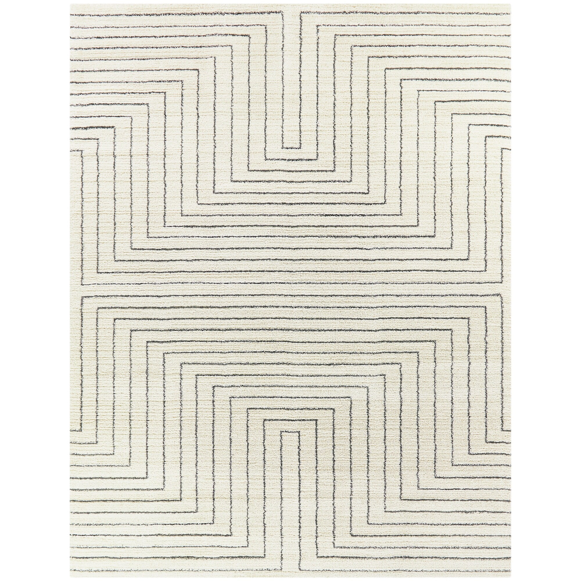 White Geometric Polyester and Polypropylene Area Rug