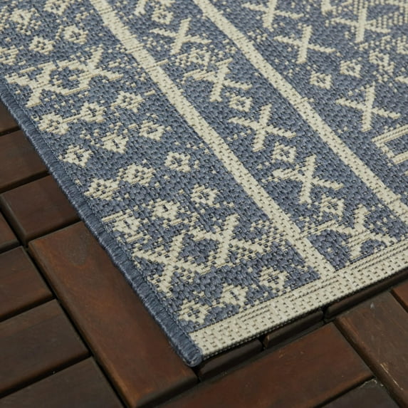 Balta Carroll Tribal Indoor/Outdoor Area Rug Blue 5'3" x 7' 5' x 8'