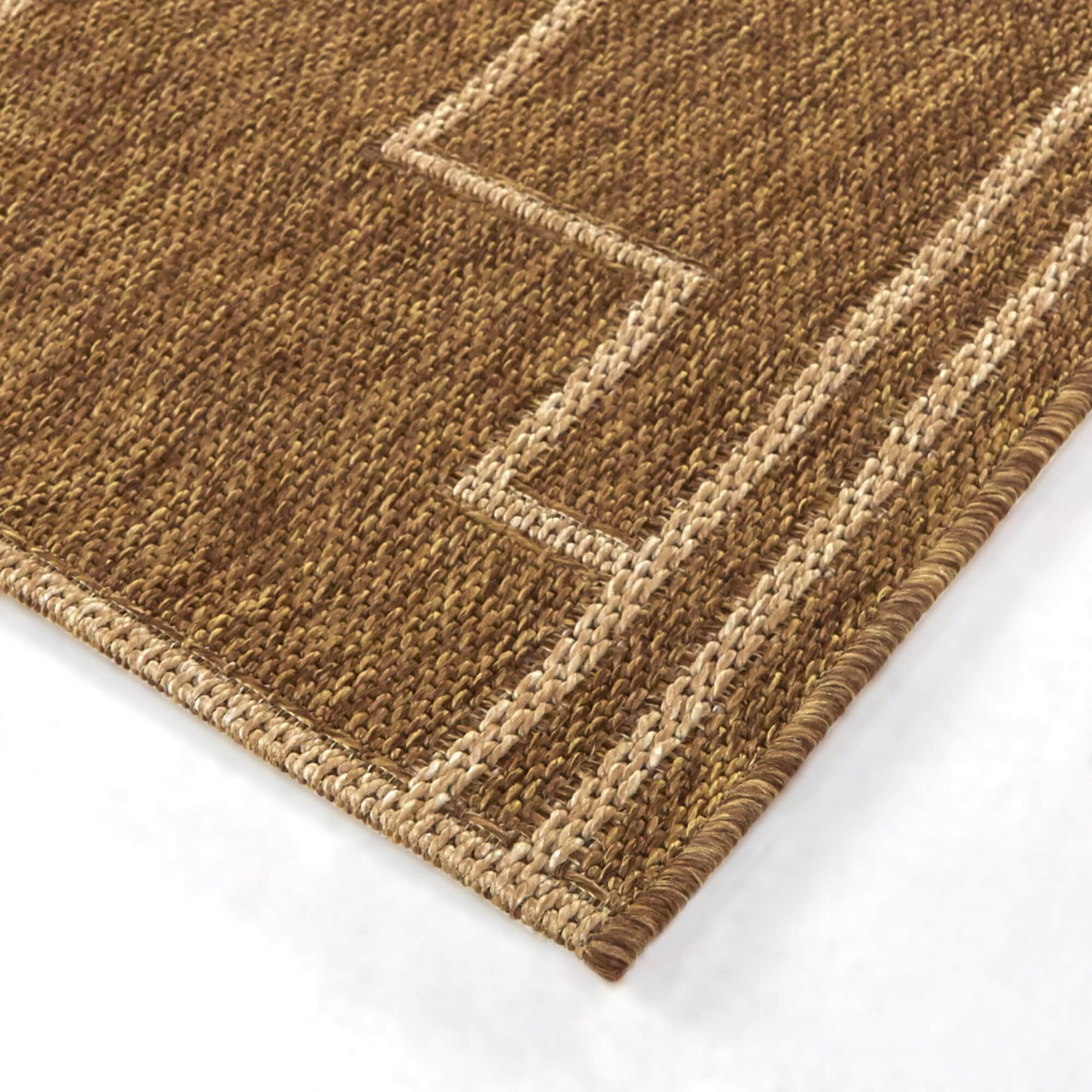 Corrance Brown and Beige Geometric Synthetic Indoor/Outdoor Area Rug