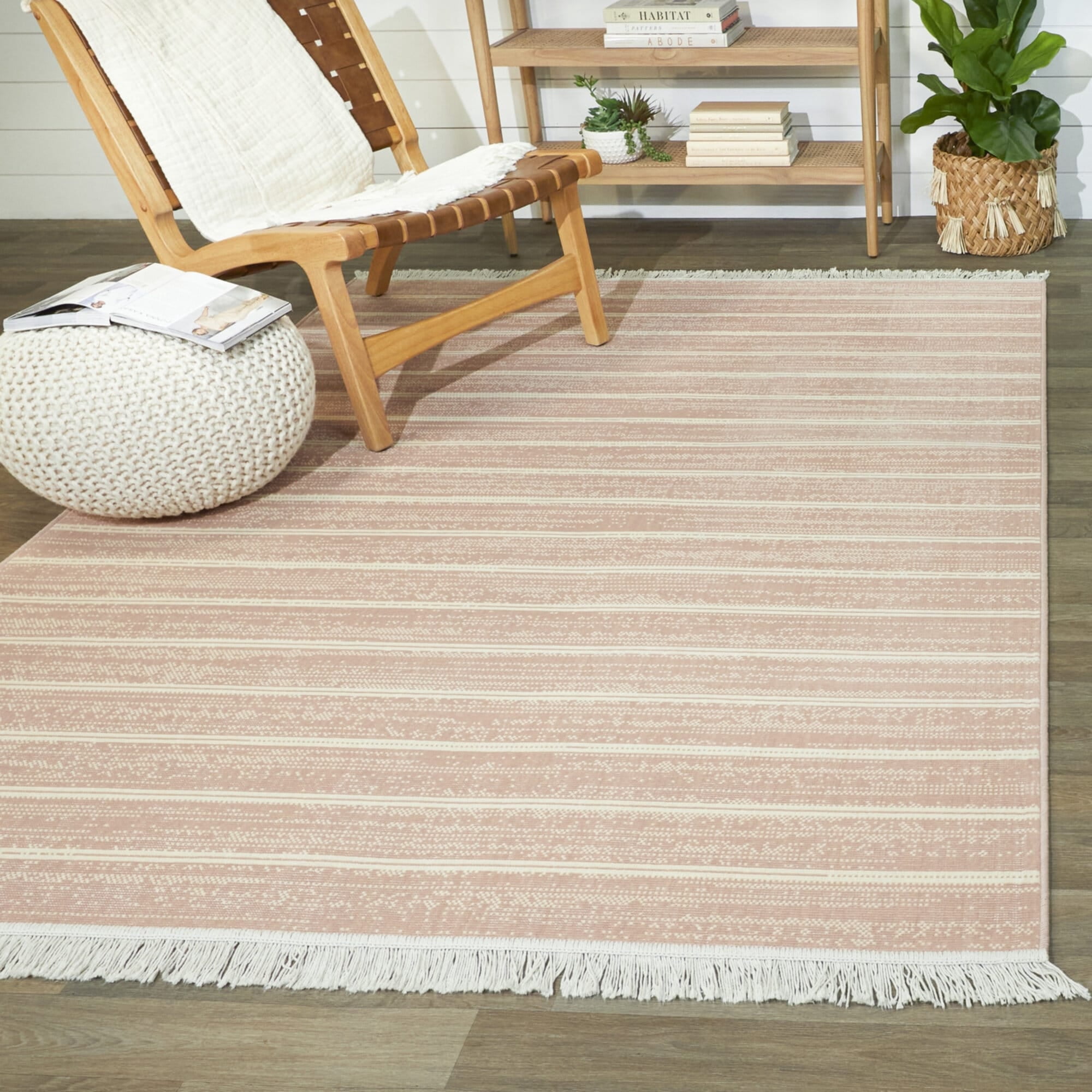 Balta Denise Striped Recycled Area Rug Pink 5'3" x 7' 5' x 8' Living ...