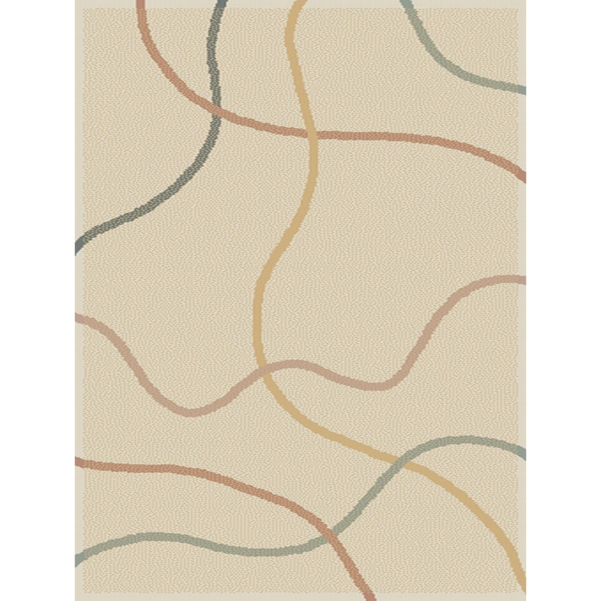 Cream and Multicolor Synthetic Shag Kids' Rug, 5'3" x 7'
