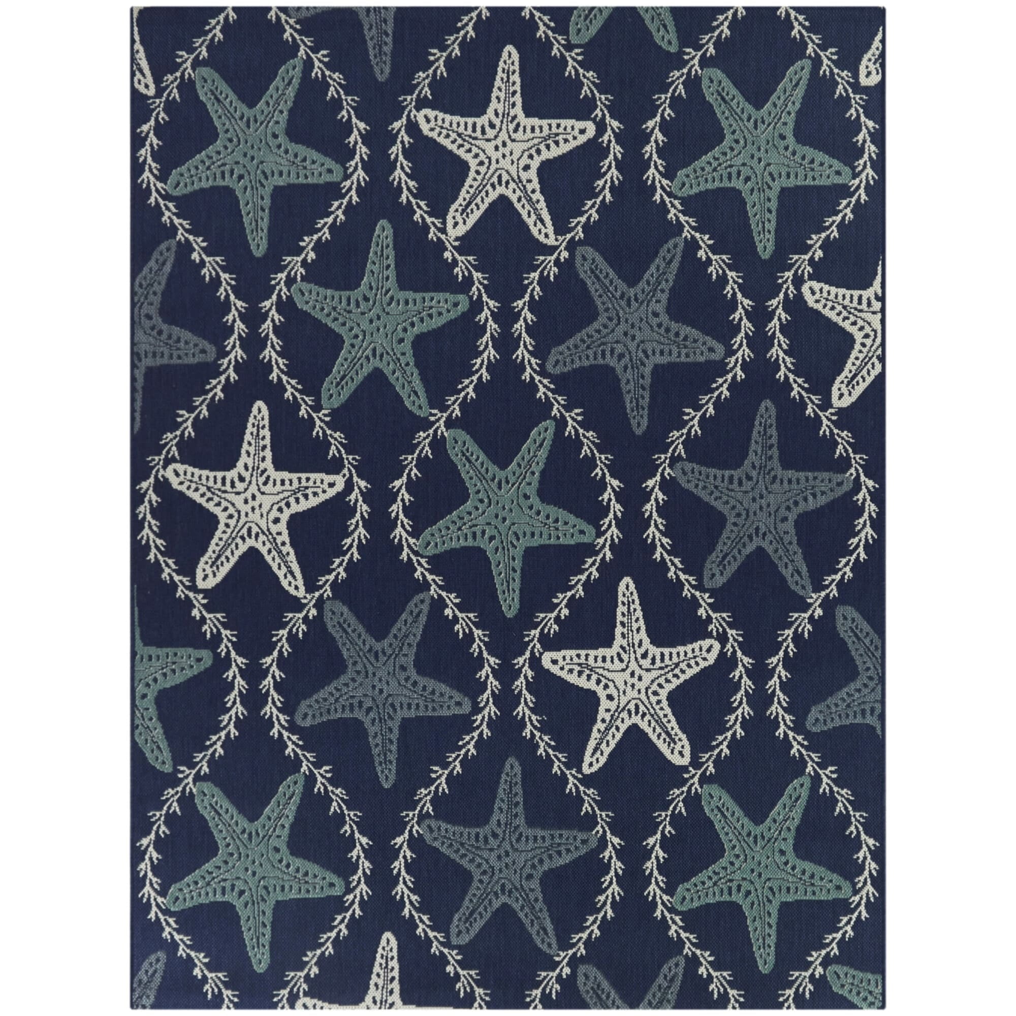 Endre Dark Blue Starfish Synthetic Rectangular Area Rug