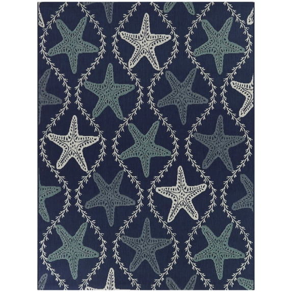 Balta Endre Nautical Starfish Indoor/Outdoor Area Rug 5'3" x 7' - Dark Blue