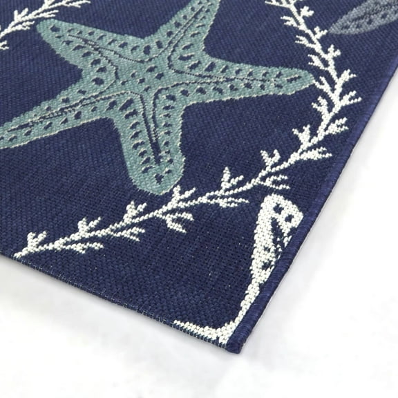 Balta Endre Nautical Starfish Indoor/Outdoor Area Rug 7'10" x 10' - Dark Blue