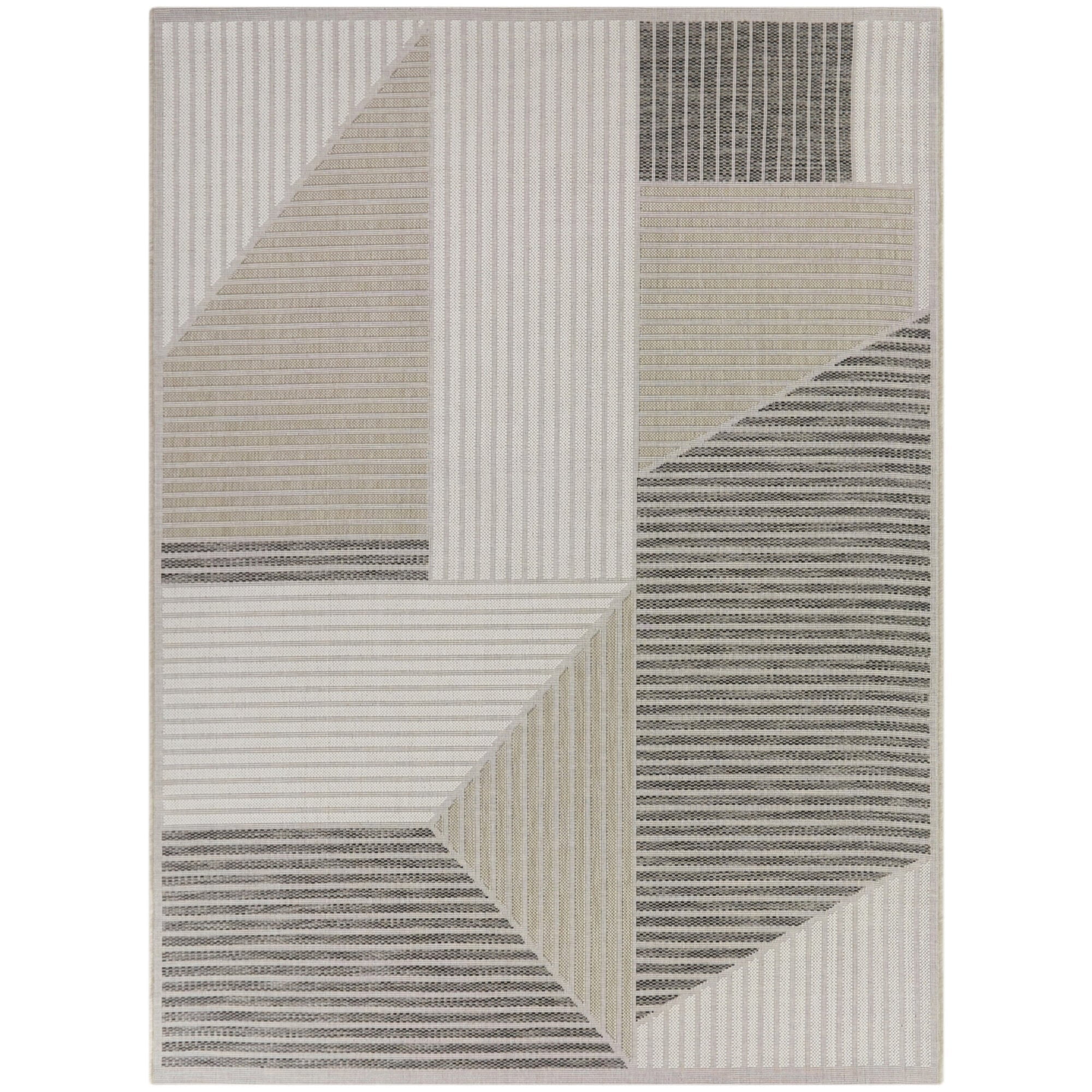 Ernesto Tan and Gray Geometric Synthetic Indoor/Outdoor Area Rug 5' x 7'